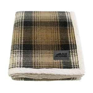 Cottage Plaid Fleece and Sherpa Throw Blanket, 50" x 60", Embroidered