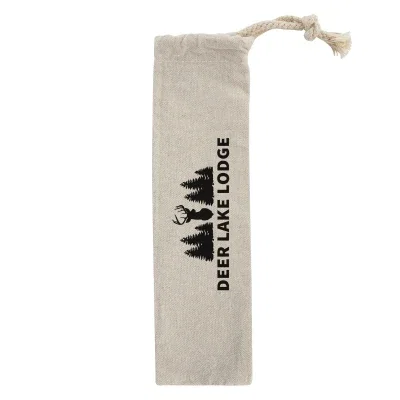Natural cotton pouch sized to hold a reusable straw