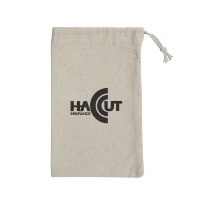 Natural cotton pouch with a drawstring top closure
