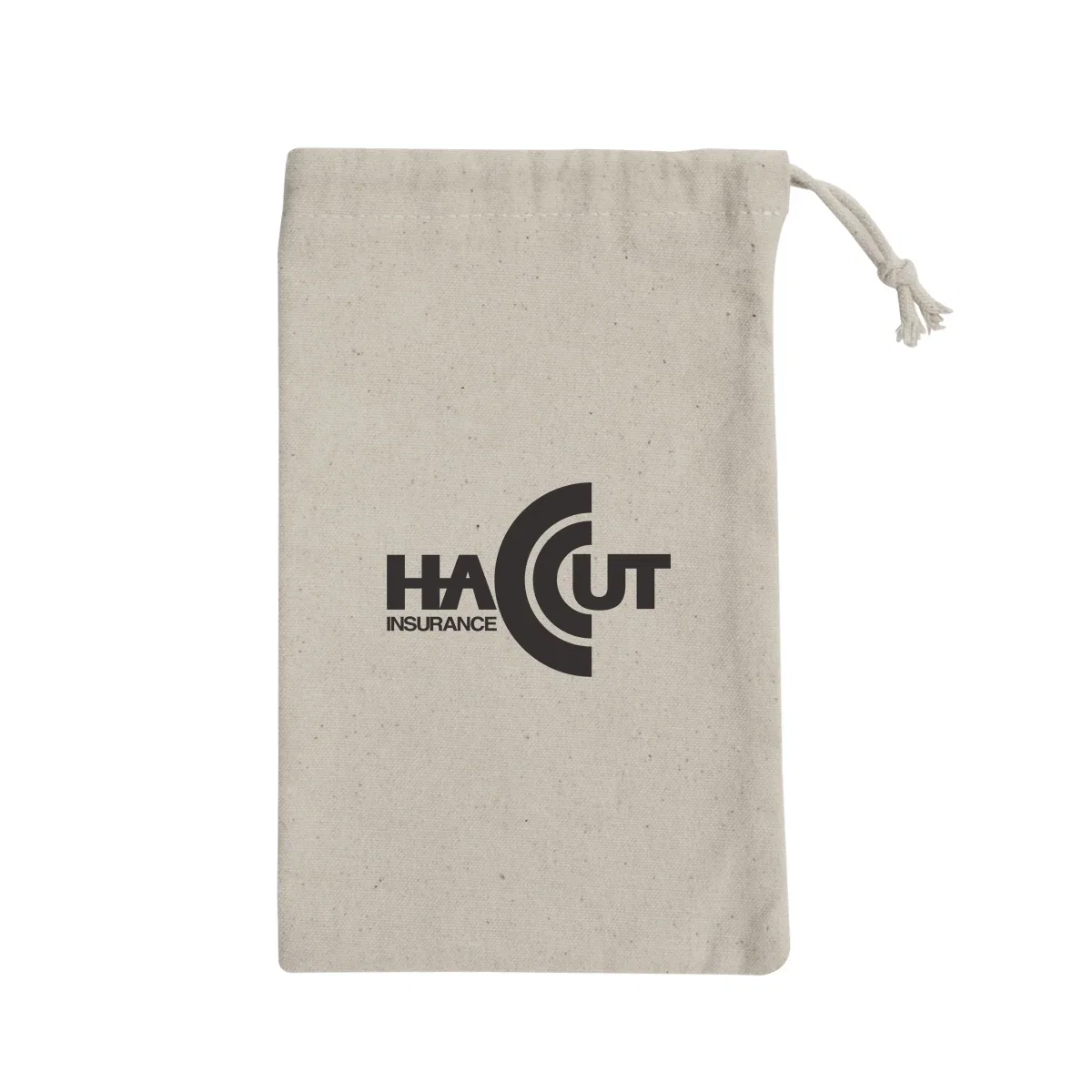 Cord pulled tight to gather the mouth of the bag