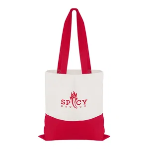 Cotton Colored Accent Flat Tote Bag