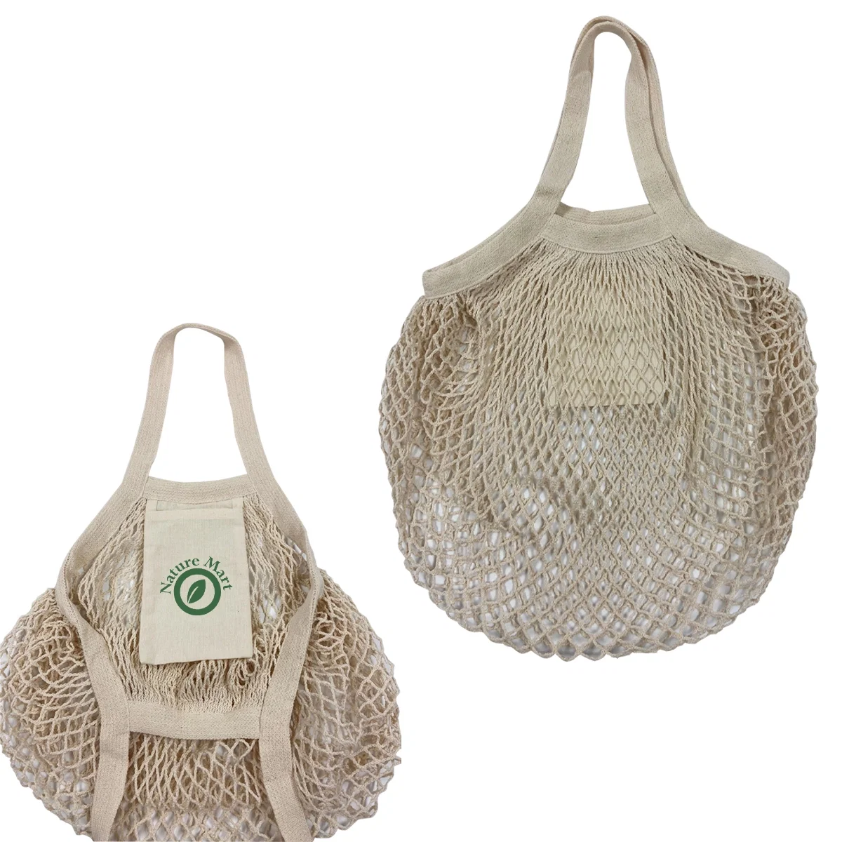 Square cotton market tote in a natural undyed finish