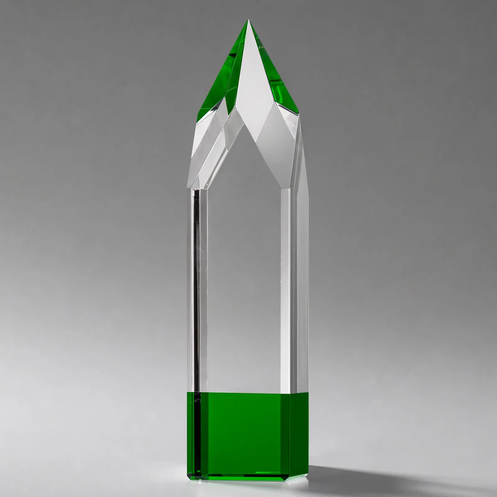Branded Emerald and Clear Optical Crystal Tower Award with Subsurface Etching for safety achievement programs