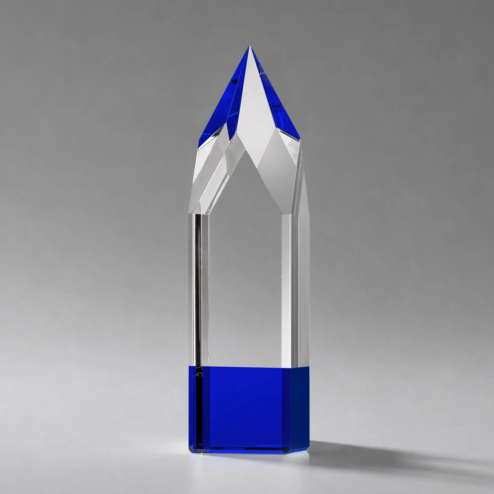 Custom printed Emerald and Clear Optical Crystal Tower Award with Subsurface Etching for employee recognition