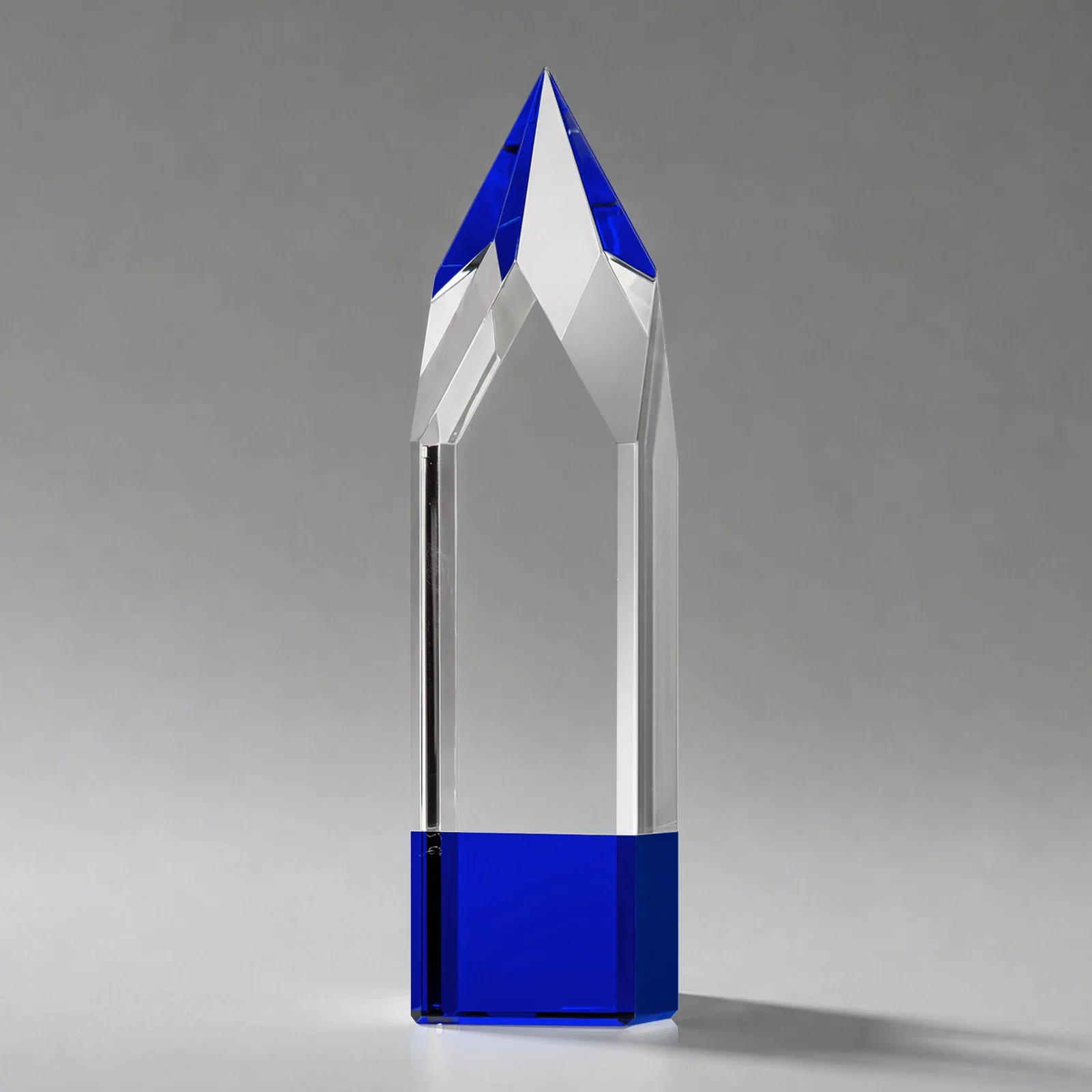 Custom printed Emerald and Clear Optical Crystal Tower Award with Subsurface Etching for corporate award ceremonies