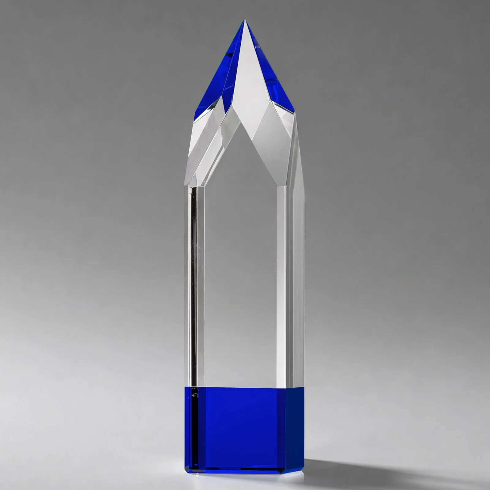 Custom printed Emerald and Clear Optical Crystal Tower Award with Subsurface Etching for service anniversary gifts