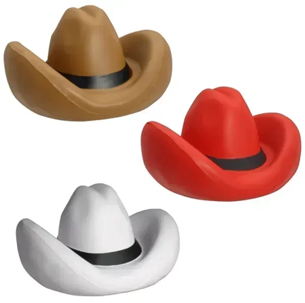 Custom Cowboy Hat Stress Reliever, branded western hat squeeze toy for rodeos and ranch brands, front view