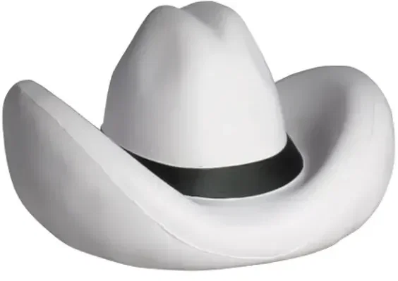 Branded Cowboy Hat Stress Reliever shown from the side, promotional western hat stress ball for country events