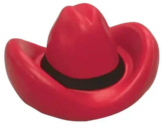 Promotional Cowboy Hat Stress Reliever close-up, branded western cowboy hat squeeze toy detail