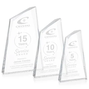 Acrylic Award with Crackle Base and Right-Facing Peak