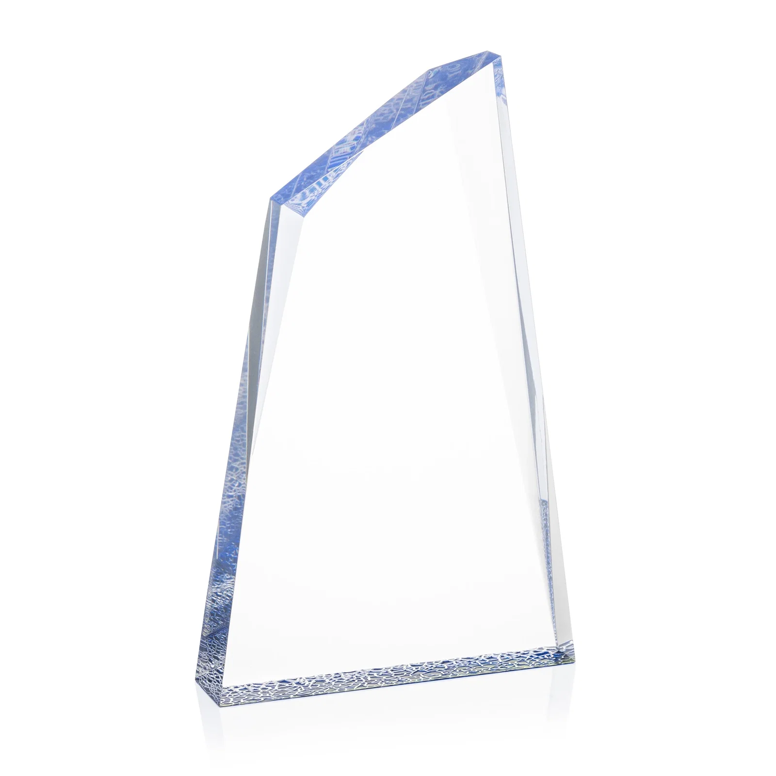 Personalized Acrylic Award with Crackle Base and Right-Facing Peak for safety achievement programs