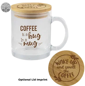EcoMug - Custom 11oz Glass Mug with Bamboo Lid