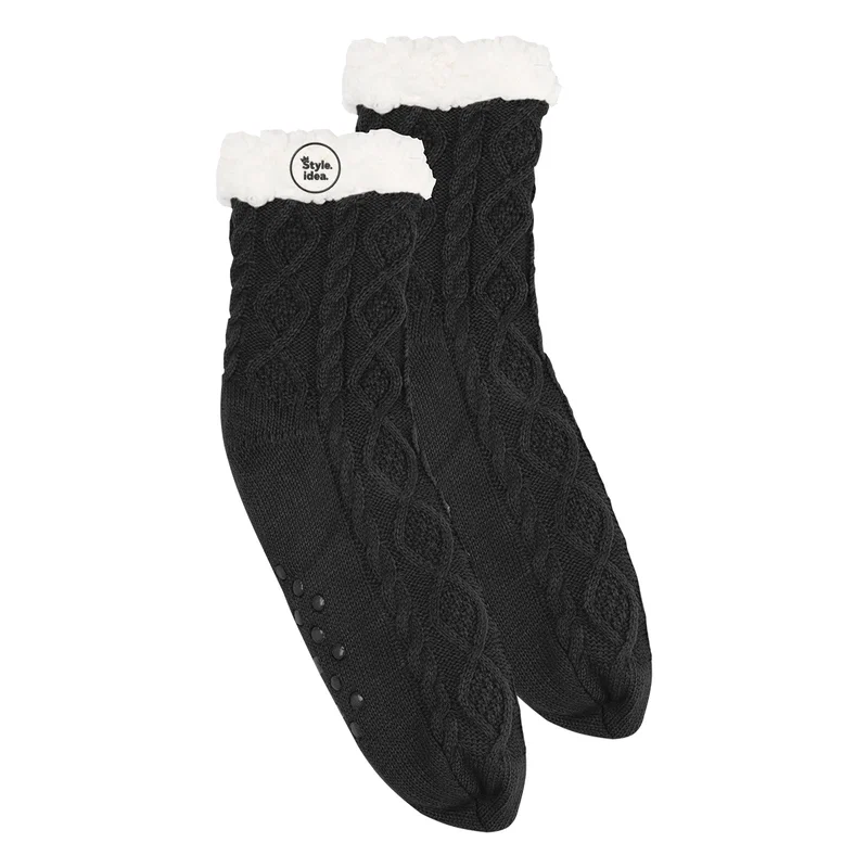 Cozy Cable Knit Slipper Socks — view 2