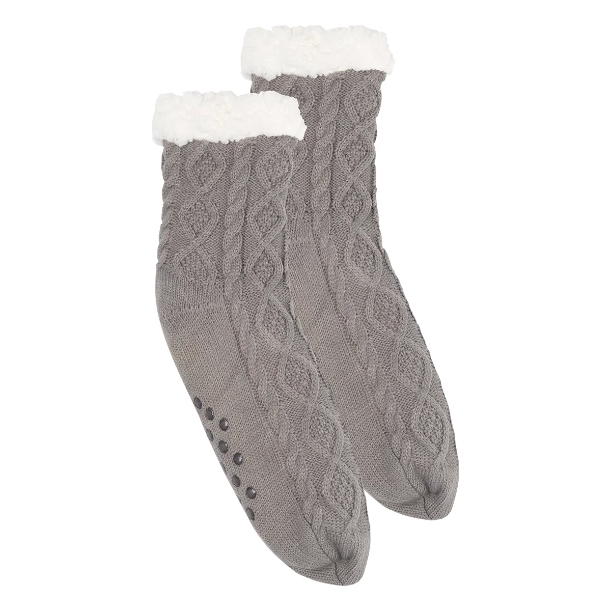 Red slipper socks displayed as a matching pair