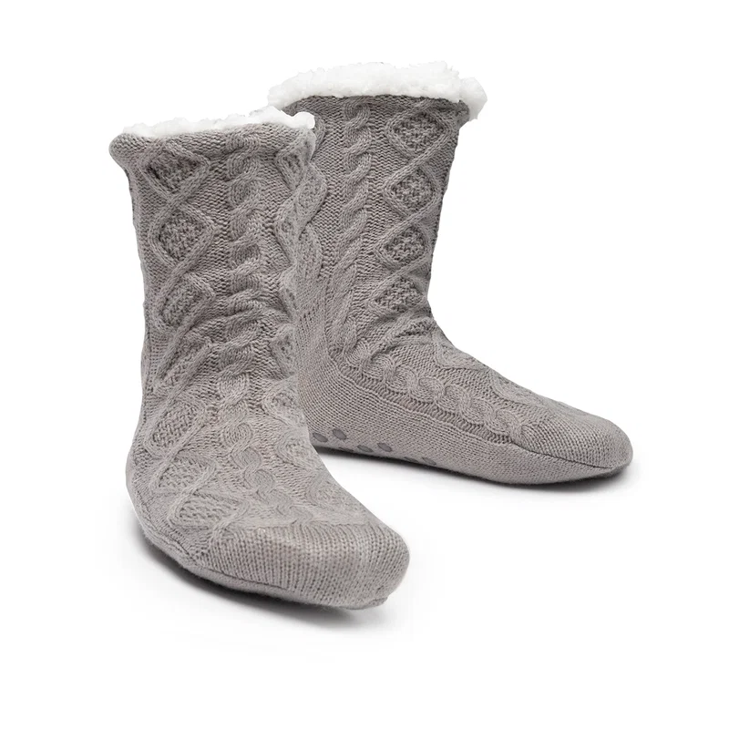 Cozy Cable Knit Slipper Socks — view 5