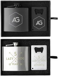 Customized Flask and Bottle Opener Gift Set - 5 oz.