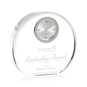 Arched Optical Crystal Desk Clock with Rounded Base