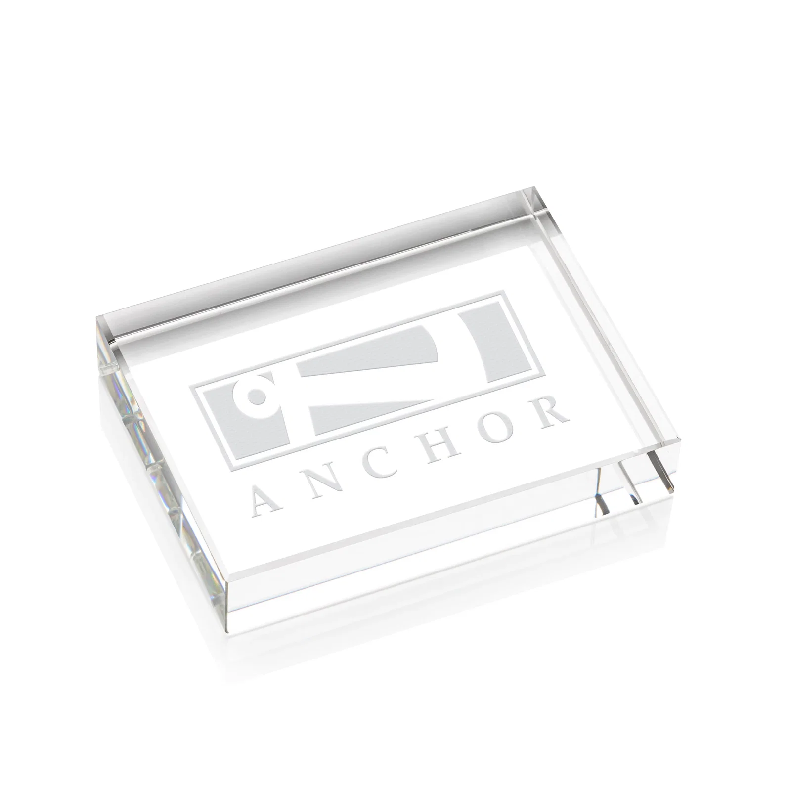Custom Rectangle Crystal Paperweight, 4" x 3" x 0.75" Optical Crystal, client appreciation gift for employee recognition