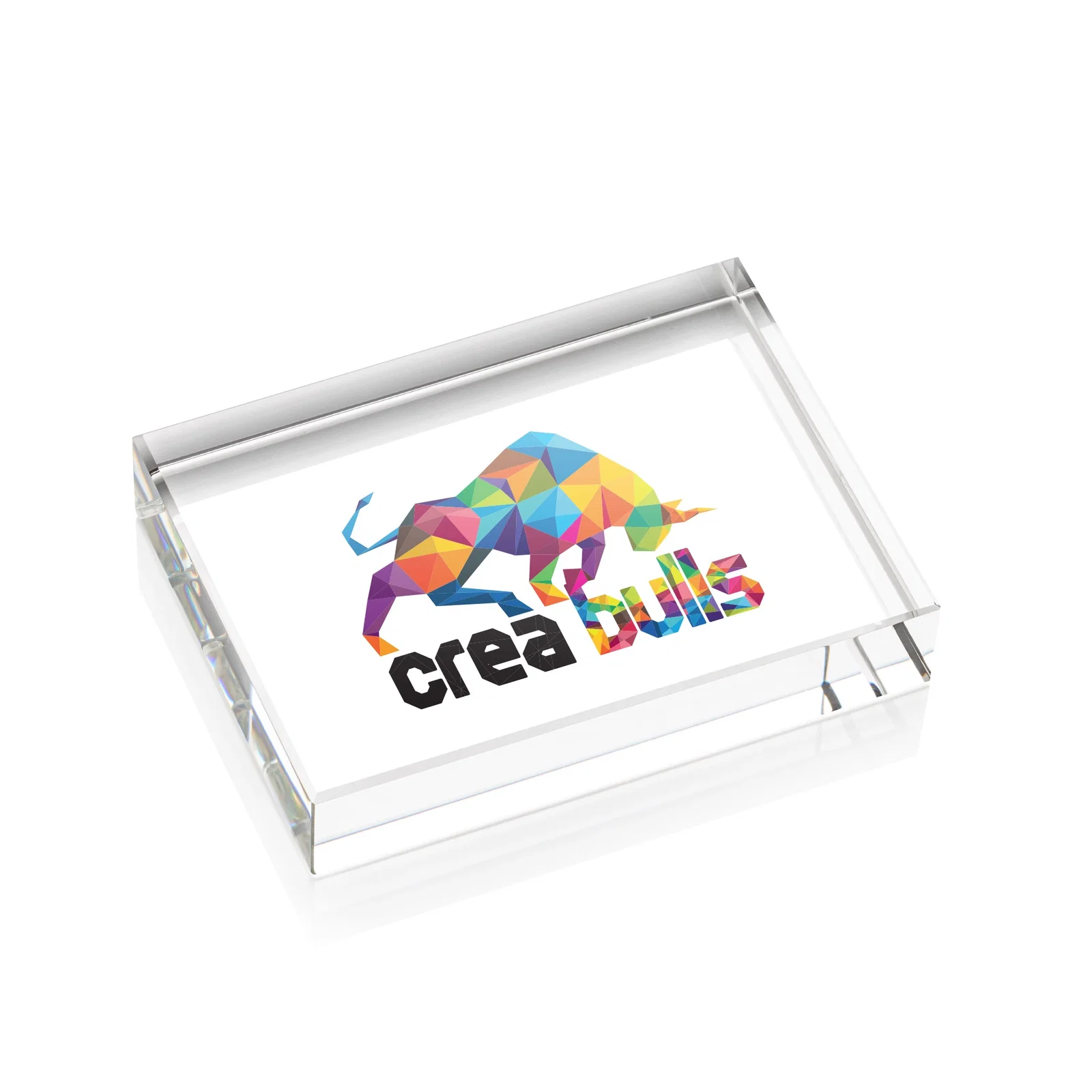 Custom Rectangle Crystal Paperweight, 4" x 3" x 0.75" Optical Crystal, client appreciation gift for sales achievement awards