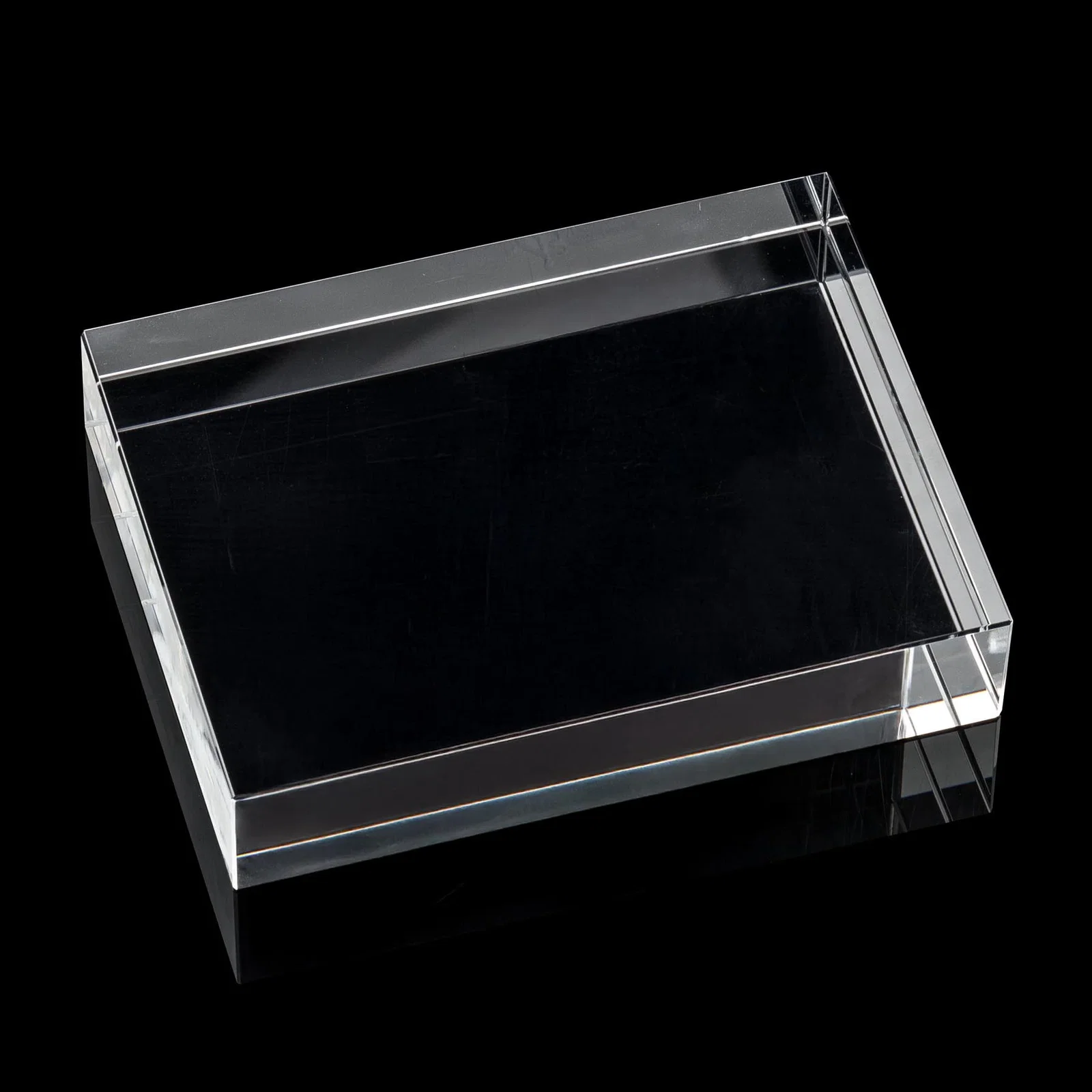 Custom Rectangle Crystal Paperweight, 4" x 3" x 0.75" Optical Crystal, client appreciation gift for retirement presentations