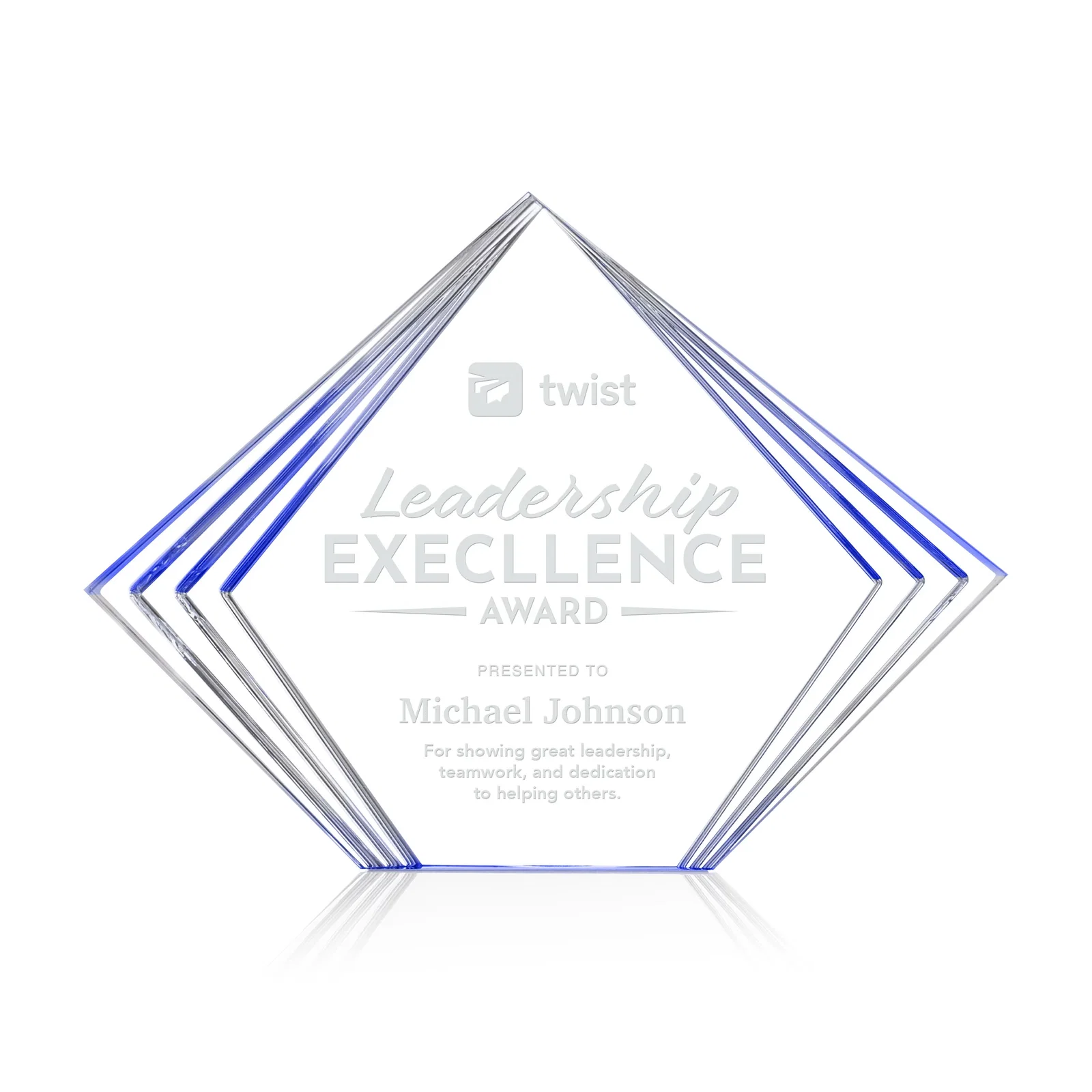Custom Acrylic Diamond Award With Layered Side Accents for dealer and partner awards