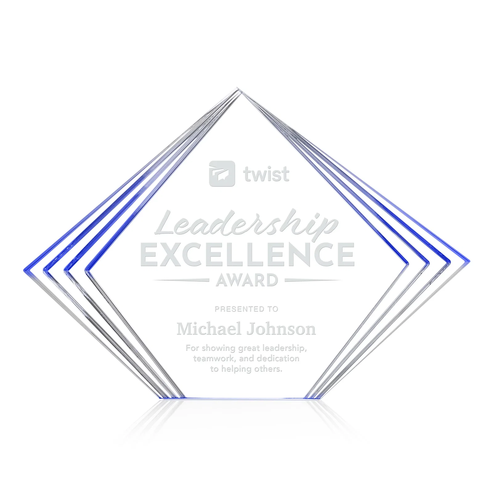 Custom Acrylic Diamond Award With Layered Side Accents for company anniversary events
