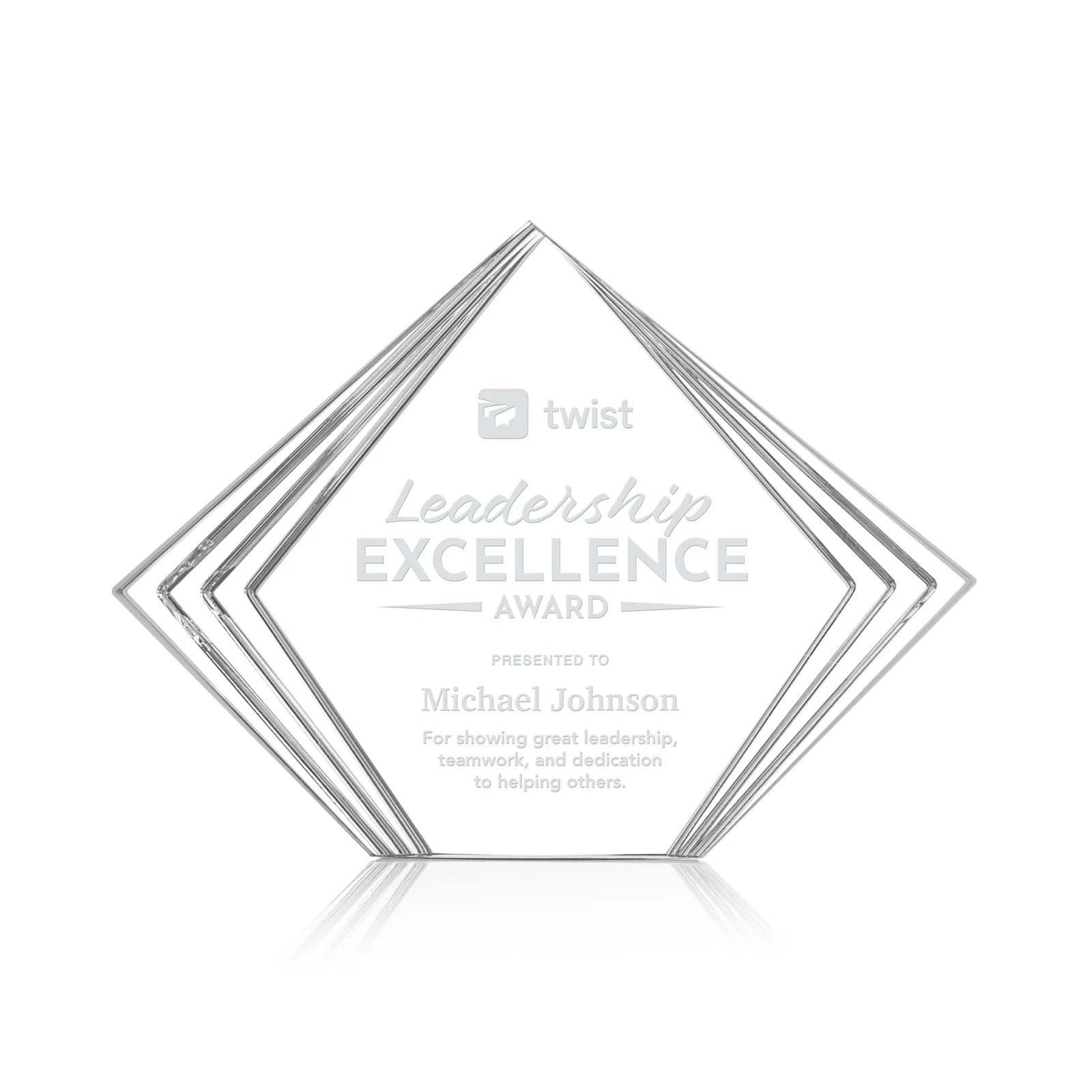 Custom Acrylic Diamond Award With Layered Side Accents for corporate award ceremonies