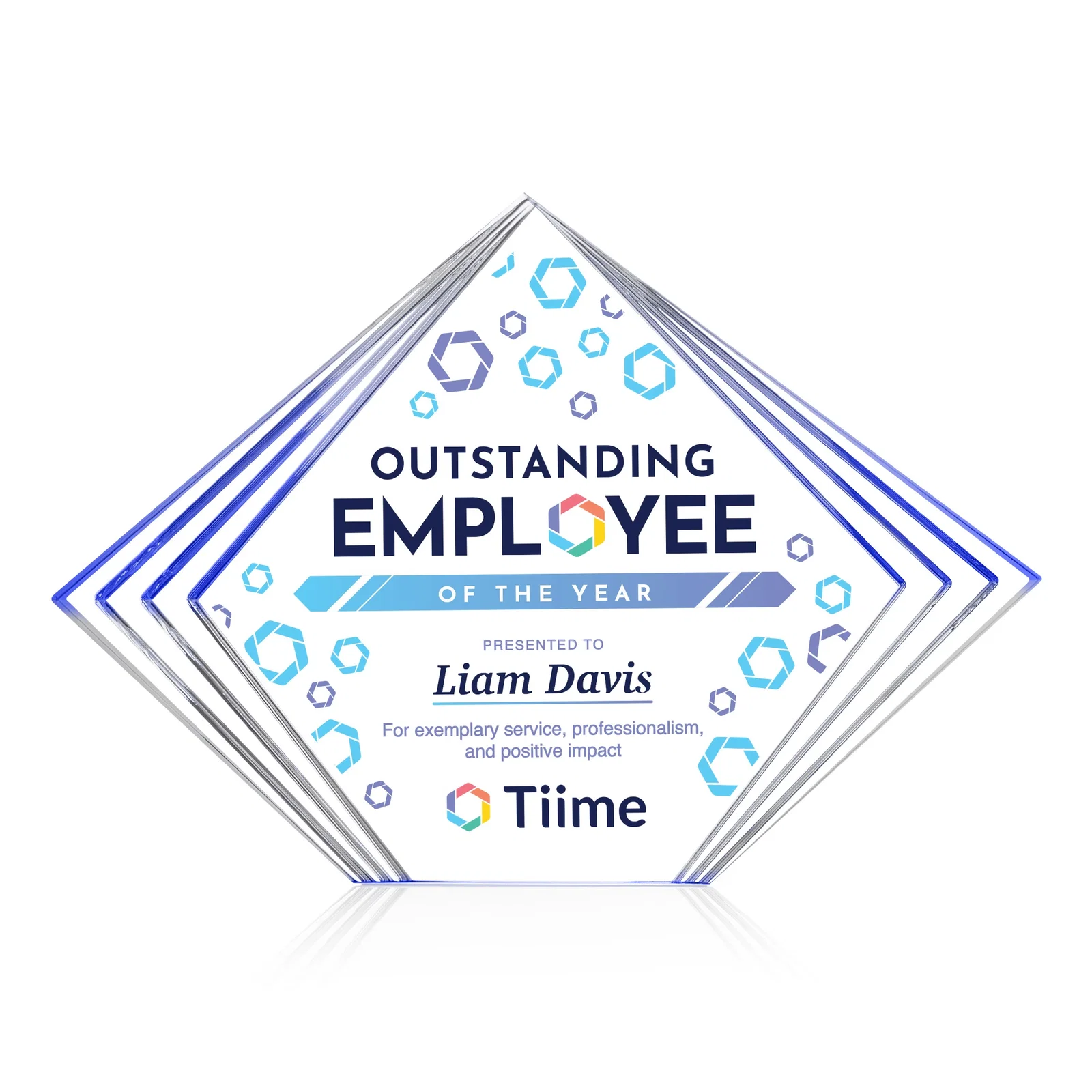 Promotional Acrylic Diamond Award With Layered Side Accents for employee recognition