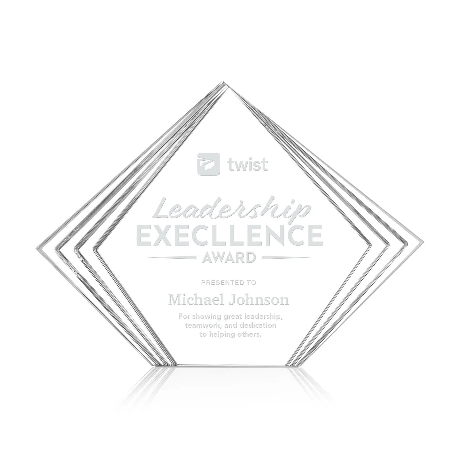 Custom Acrylic Diamond Award With Layered Side Accents for service anniversary gifts