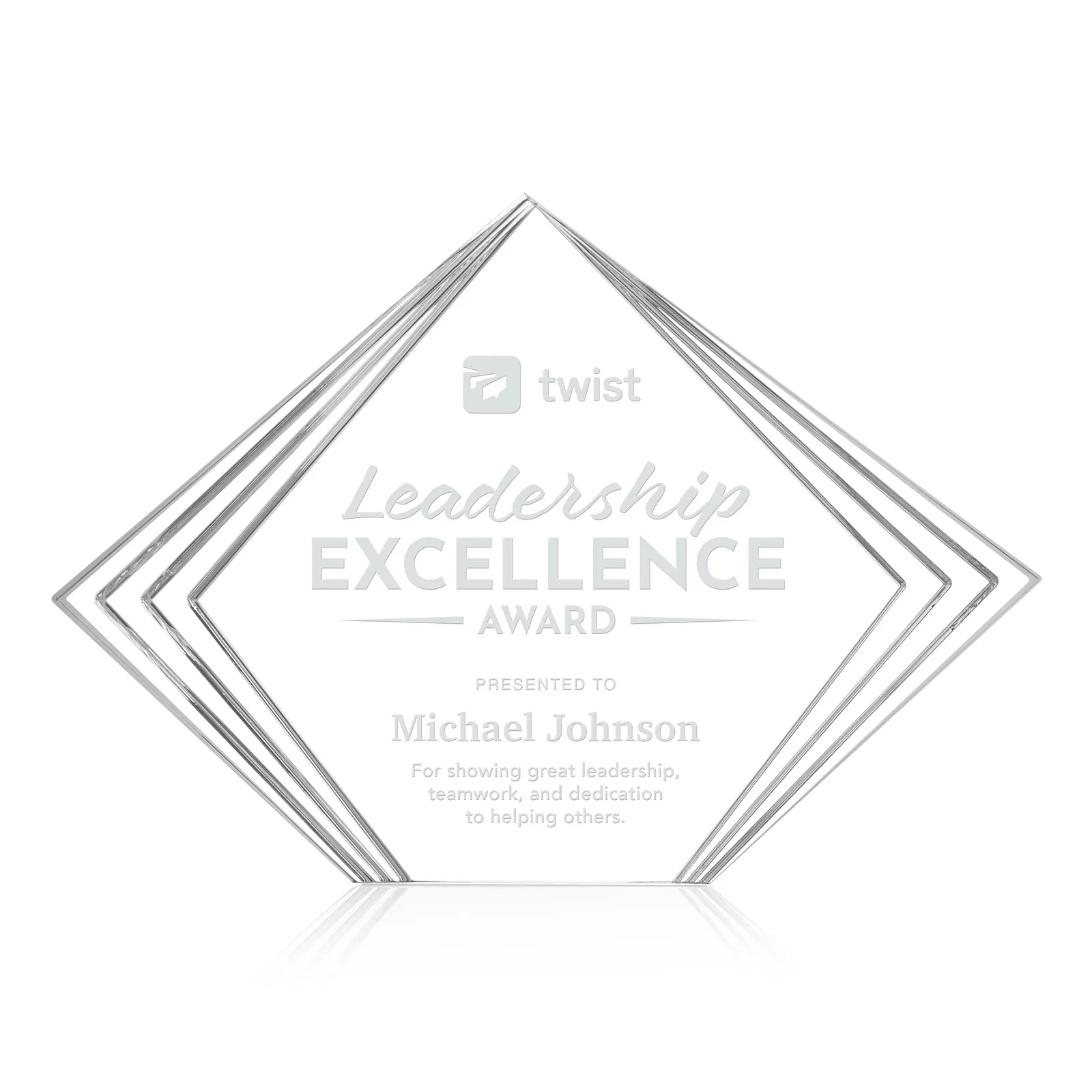 Custom Acrylic Diamond Award With Layered Side Accents for sales achievement awards