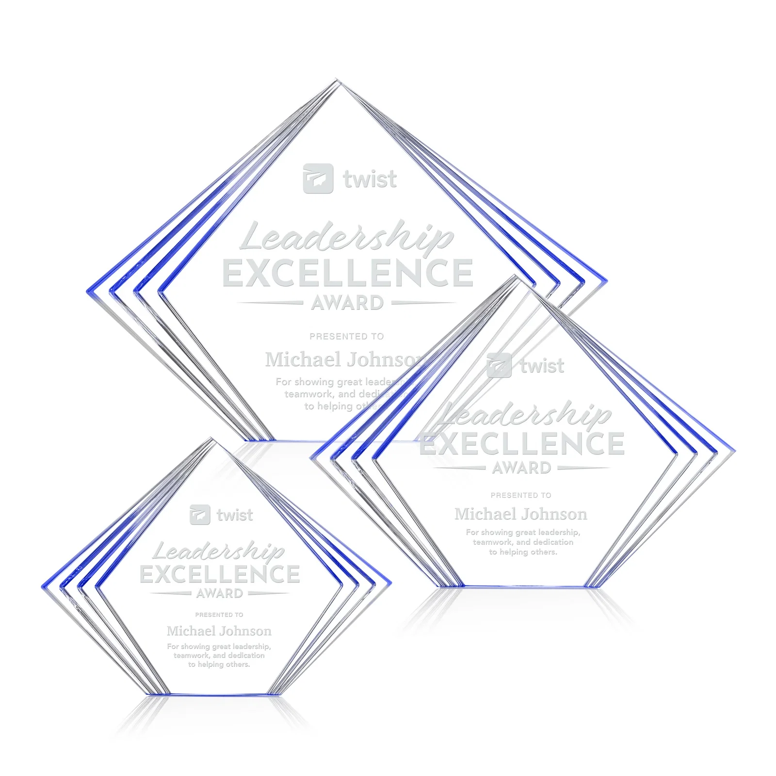 Custom Acrylic Diamond Award With Layered Side Accents for safety achievement programs