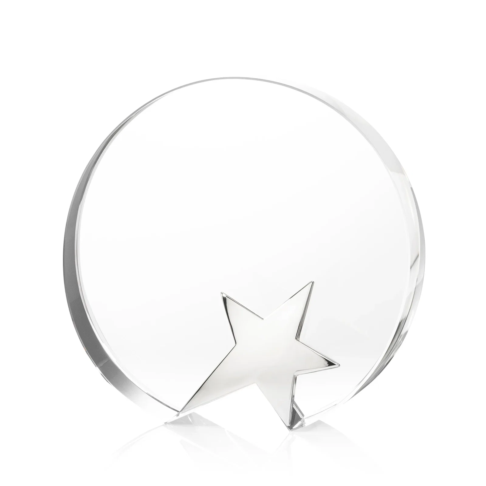 Custom Optical Crystal Round Award With Embedded Metallic Star for graduation ceremonies