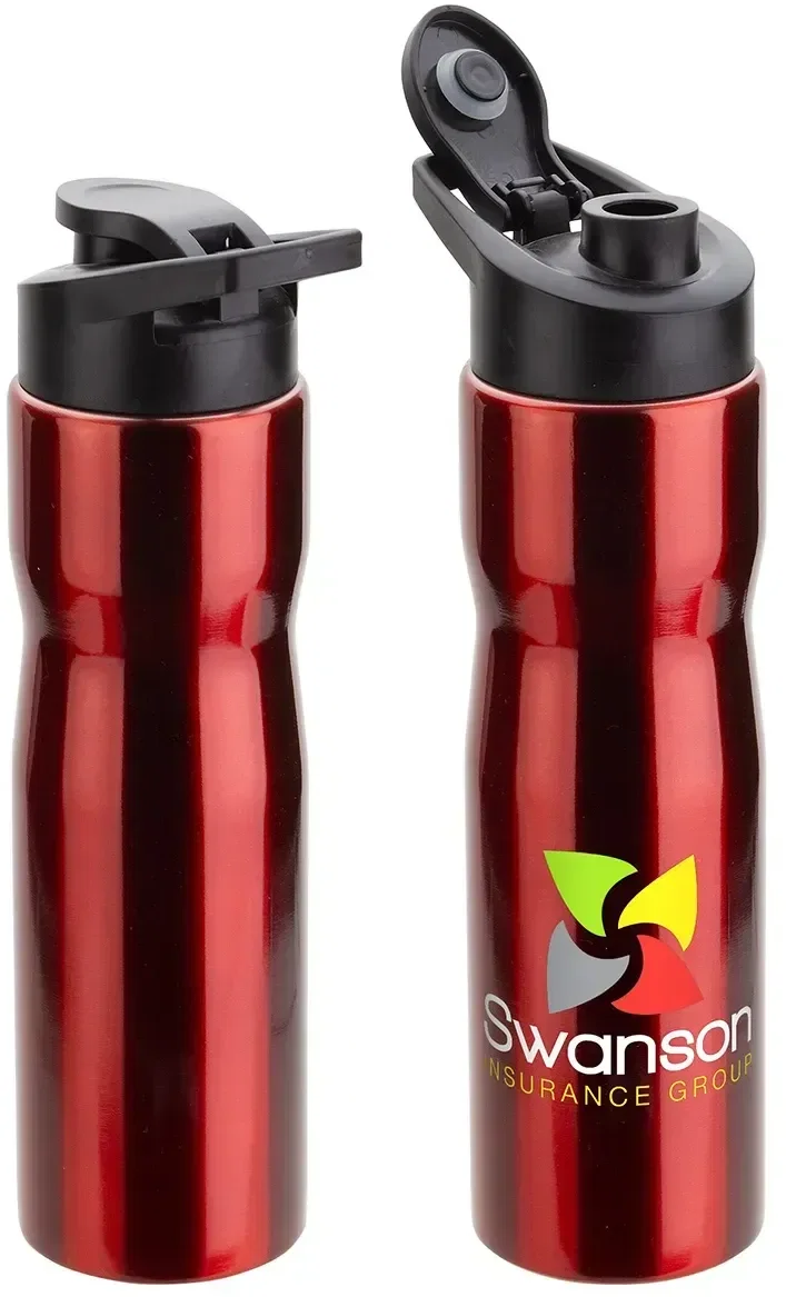 Custom Crescent 25 oz bottle side profile, branded stainless steel water bottle