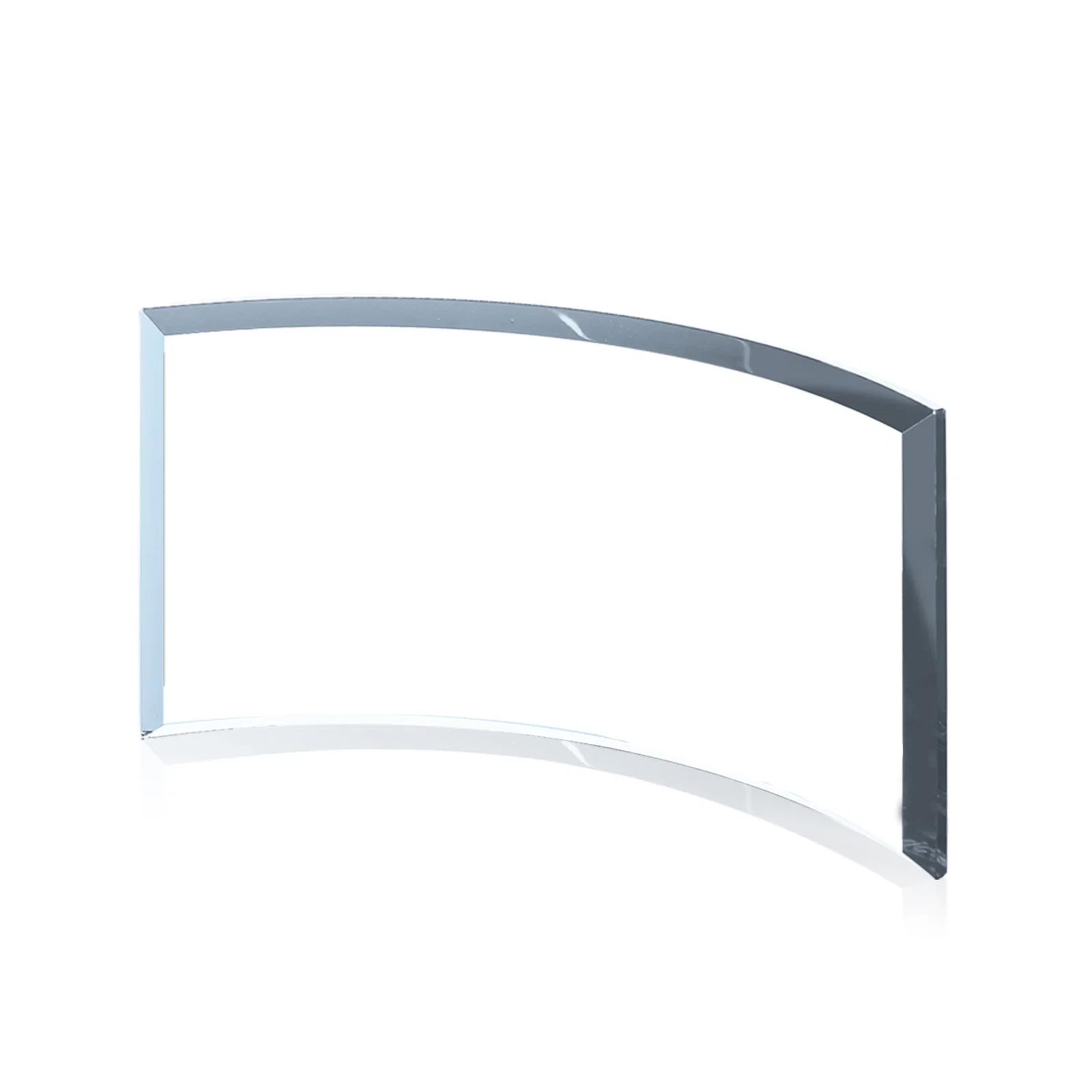 Promotional Teal Glass Crescent Award With A Curved Beveled Edge for service anniversary gifts
