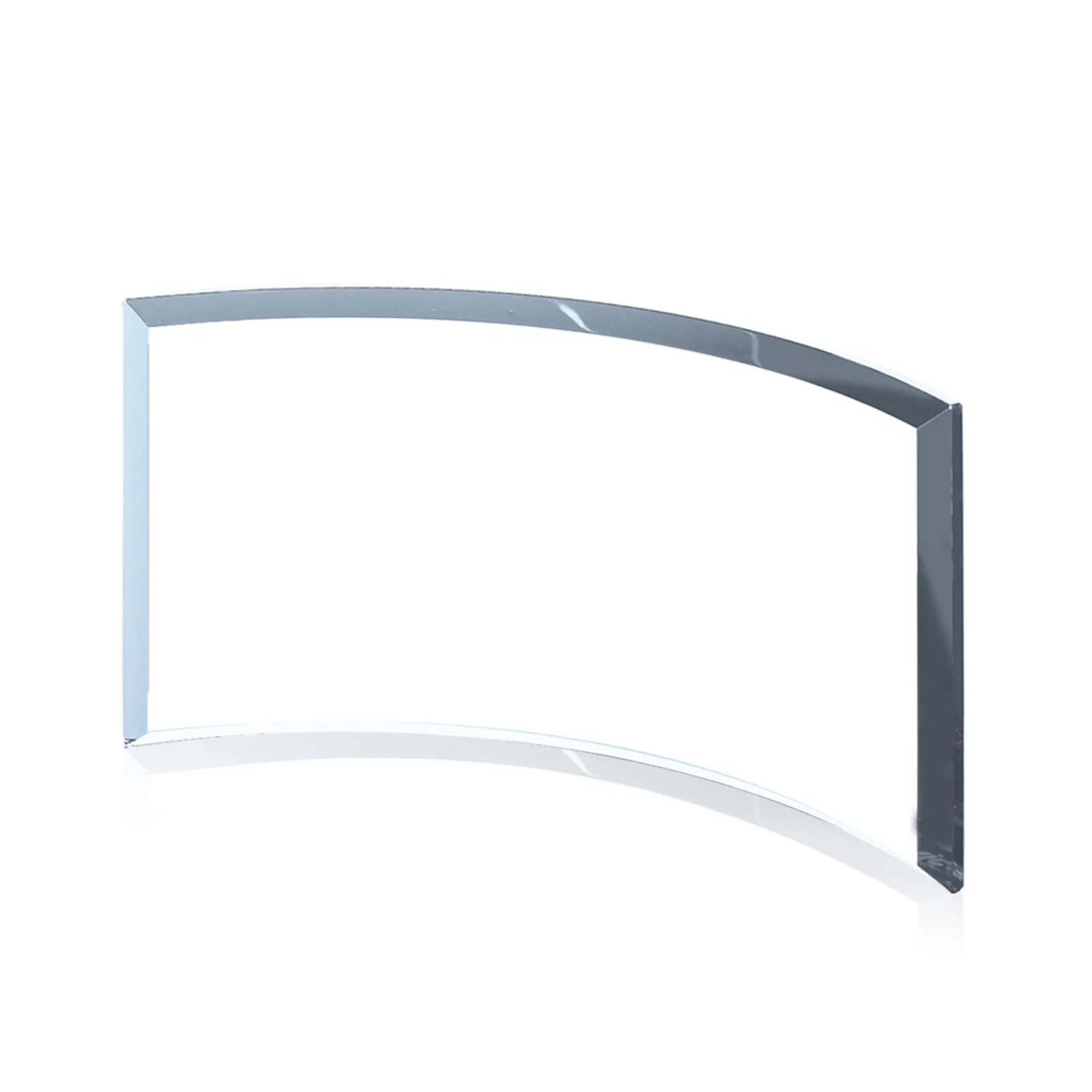 Promotional Teal Glass Crescent Award With A Curved Beveled Edge for sales achievement awards