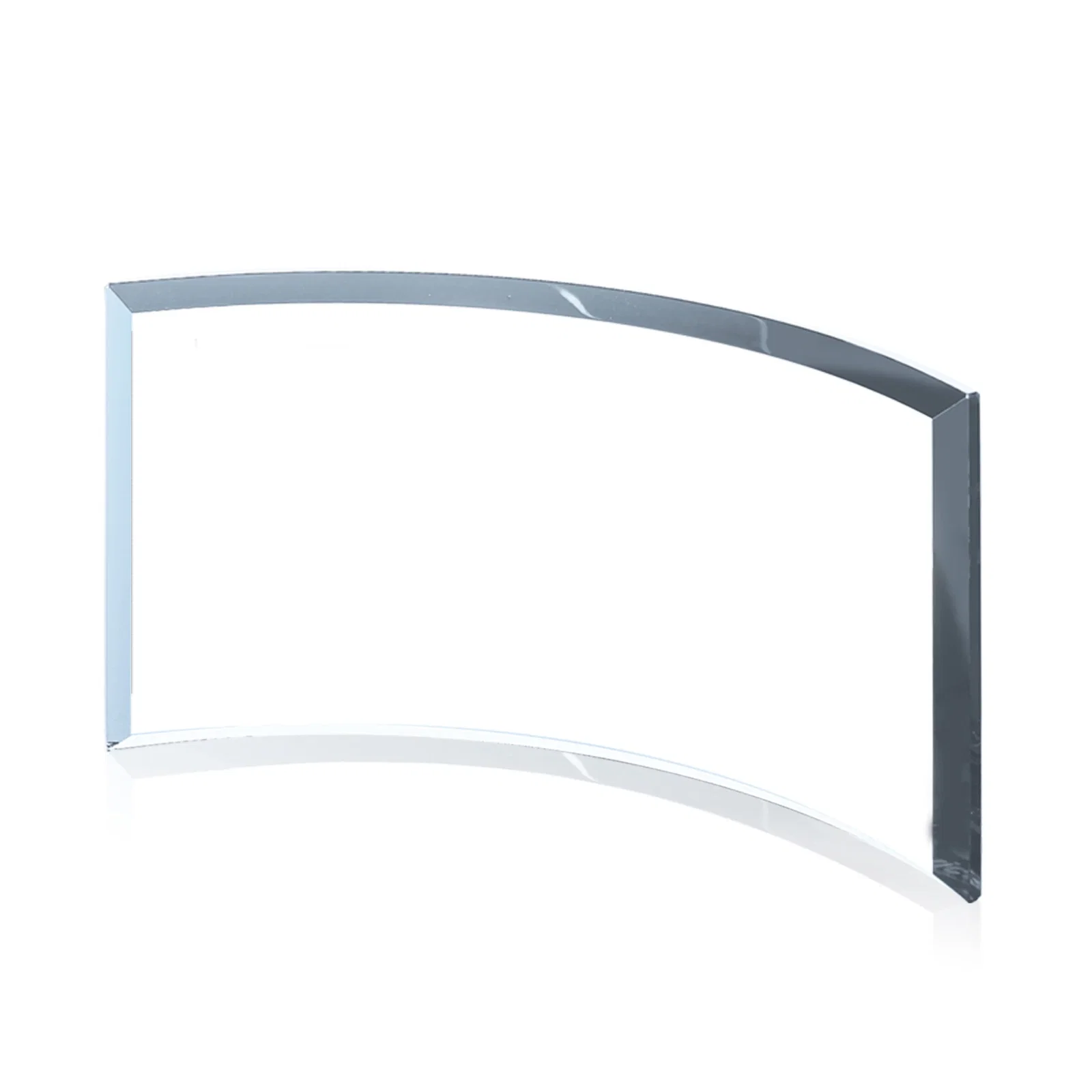 Promotional Teal Glass Crescent Award With A Curved Beveled Edge for retirement presentations