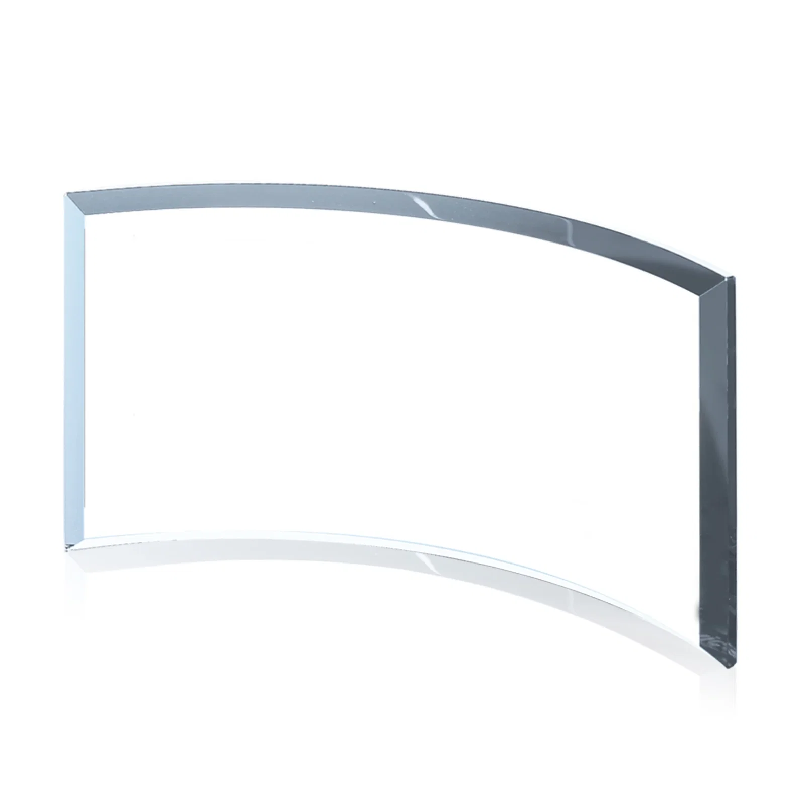 Promotional Teal Glass Crescent Award With A Curved Beveled Edge for team milestone celebrations