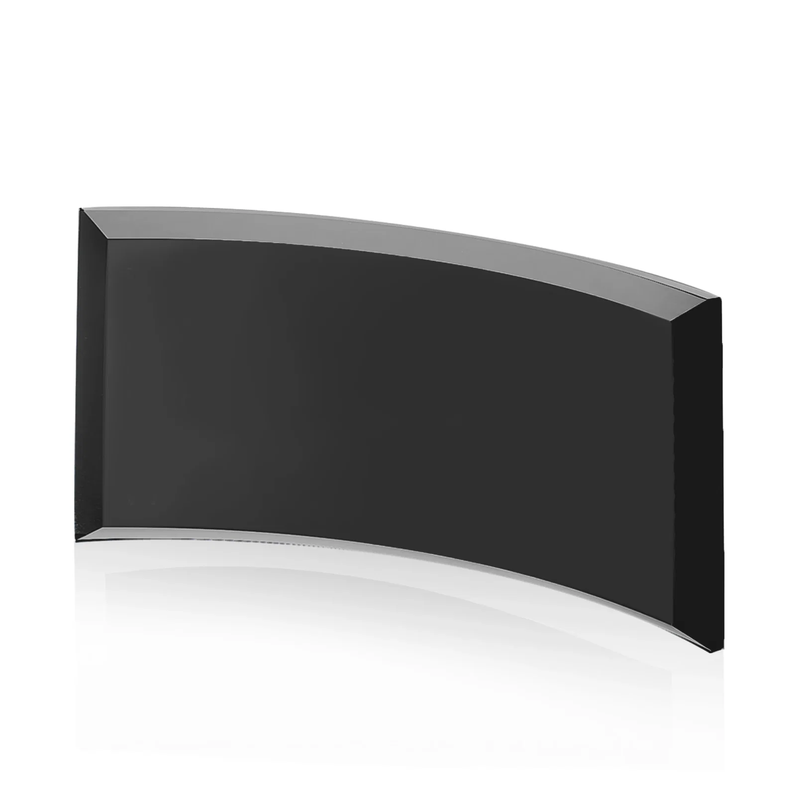 Promotional Teal Glass Crescent Award With A Curved Beveled Edge for safety achievement programs