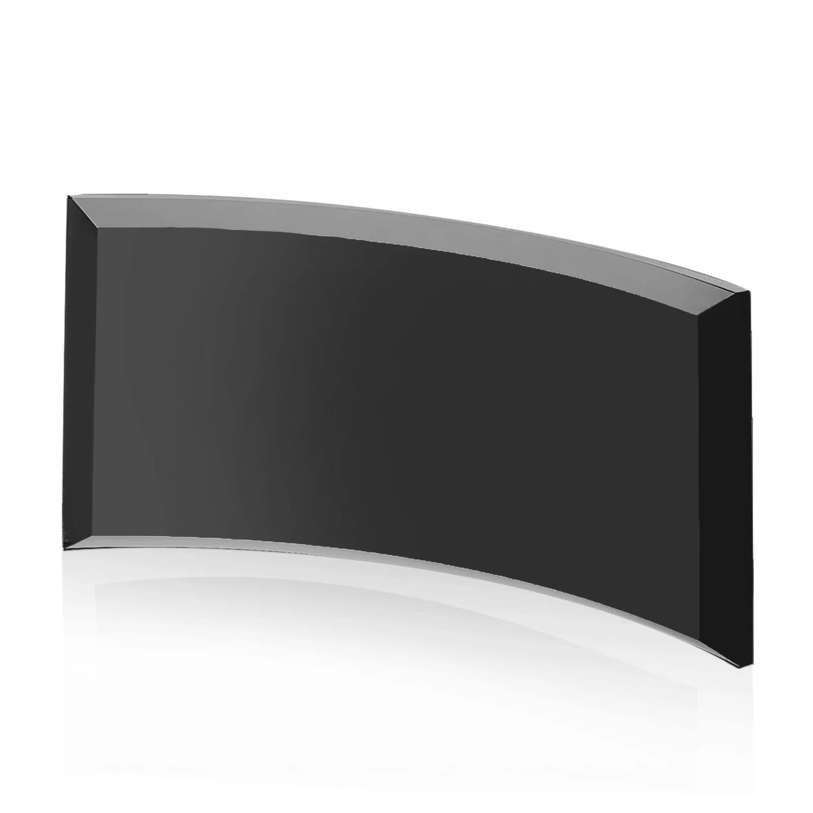 Promotional Teal Glass Crescent Award With A Curved Beveled Edge for volunteer appreciation