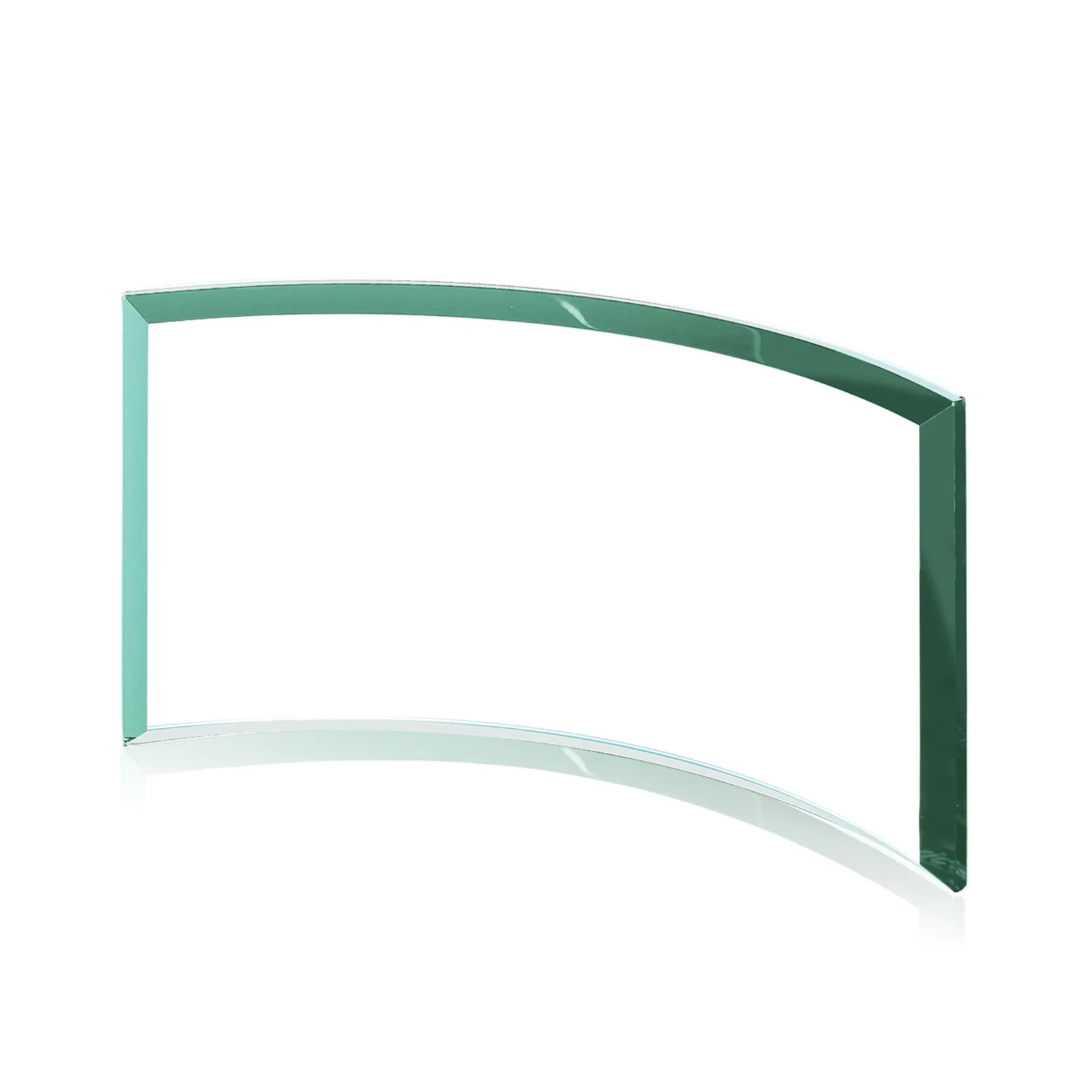 Promotional Teal Glass Crescent Award With A Curved Beveled Edge for company anniversary events