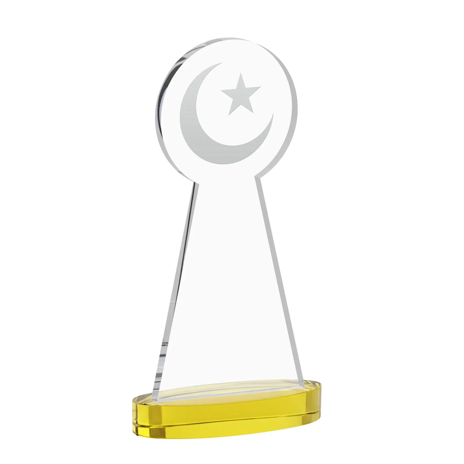 Custom engraved Starfire Crescent and Star Award with Choice of Base Color for dealer and partner awards