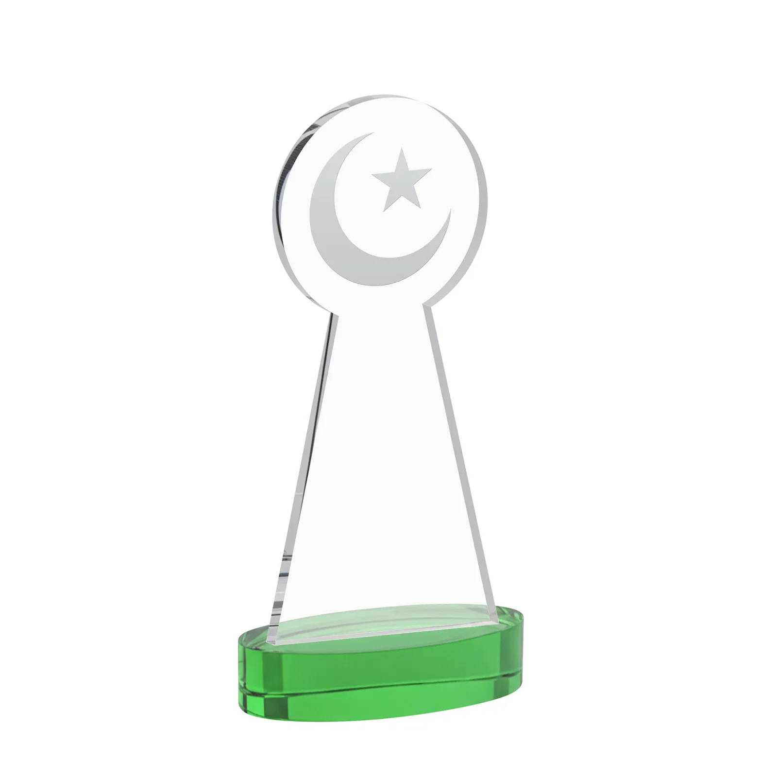 Custom engraved Starfire Crescent and Star Award with Choice of Base Color for company anniversary events