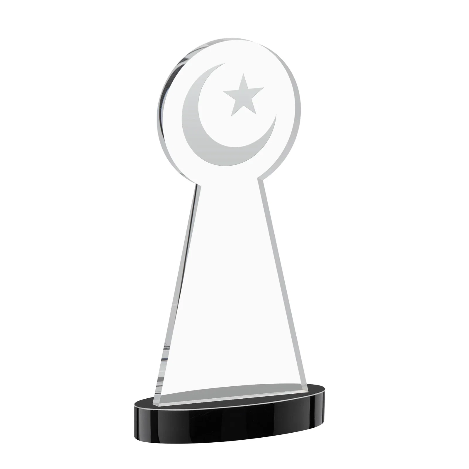Custom Starfire Crescent and Star Award with Choice of Base Color, with your logo for retirement presentations