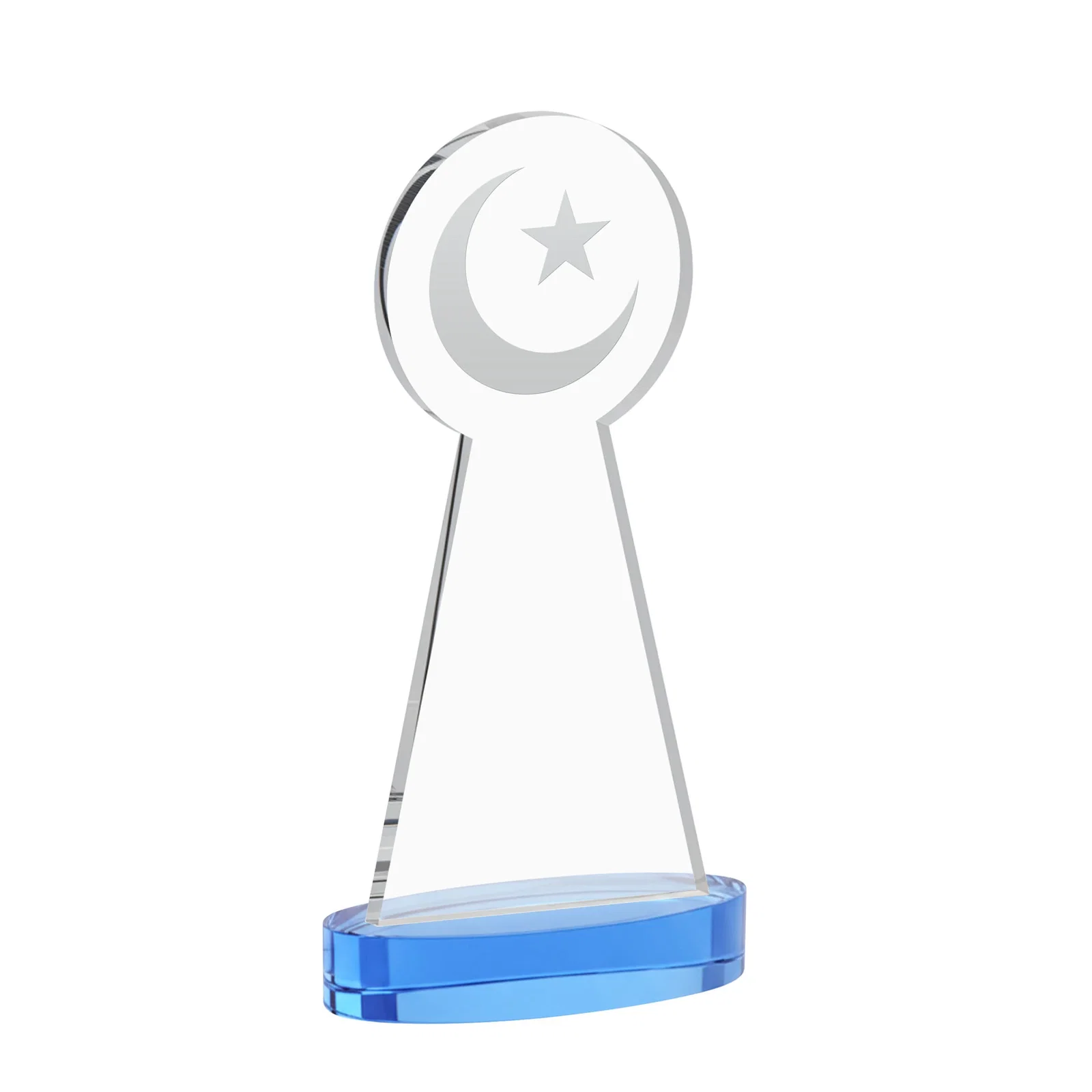 Personalized Starfire Crescent and Star Award with Choice of Base Color, with your logo for employee recognition
