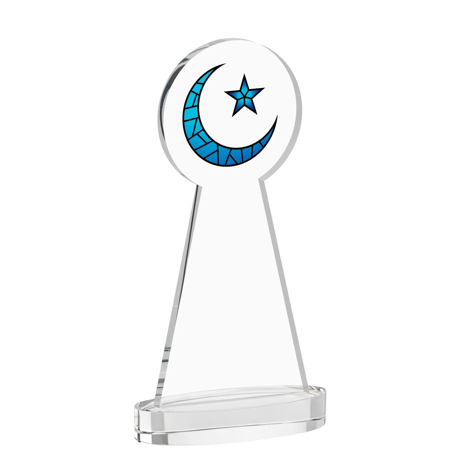 Personalized Starfire Crescent and Star Award with Choice of Base Color, with your logo for graduation ceremonies