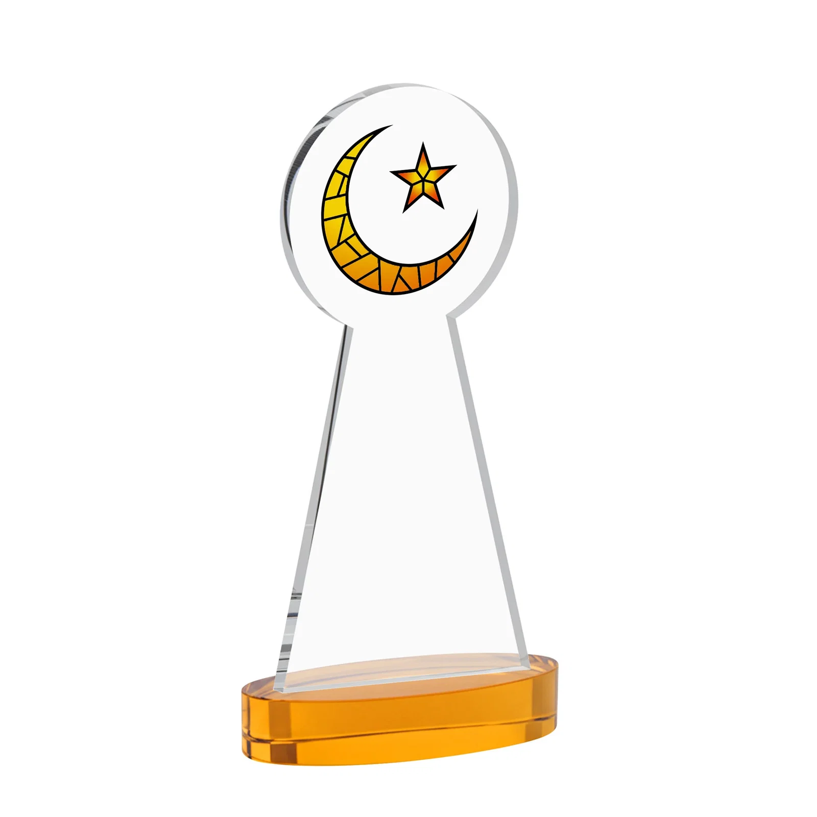 Personalized Starfire Crescent and Star Award with Choice of Base Color, with your logo for volunteer appreciation