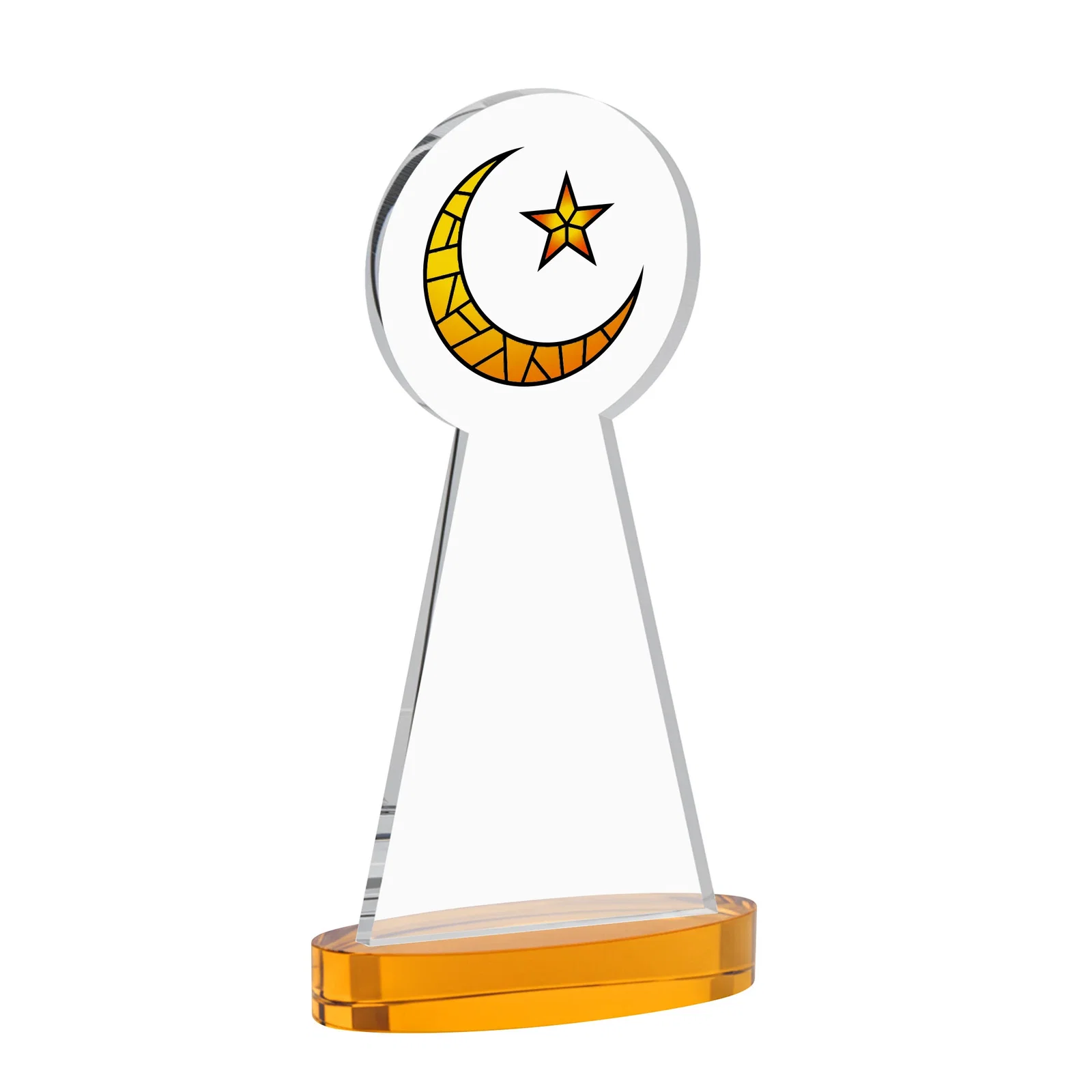 Personalized Starfire Crescent and Star Award with Choice of Base Color, with your logo for dealer and partner awards