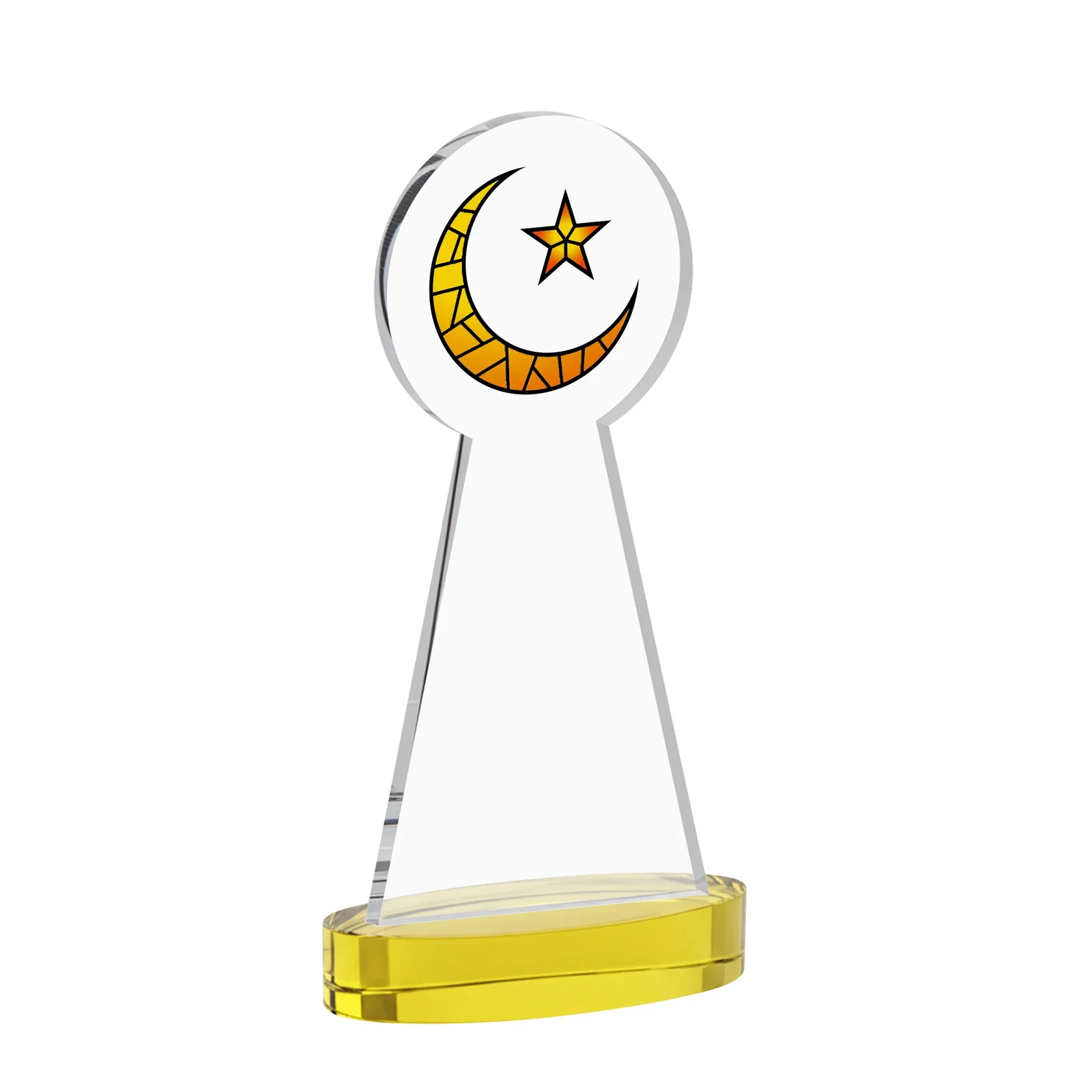 Promotional Starfire Crescent and Star Award with Choice of Base Color, with your logo for employee recognition