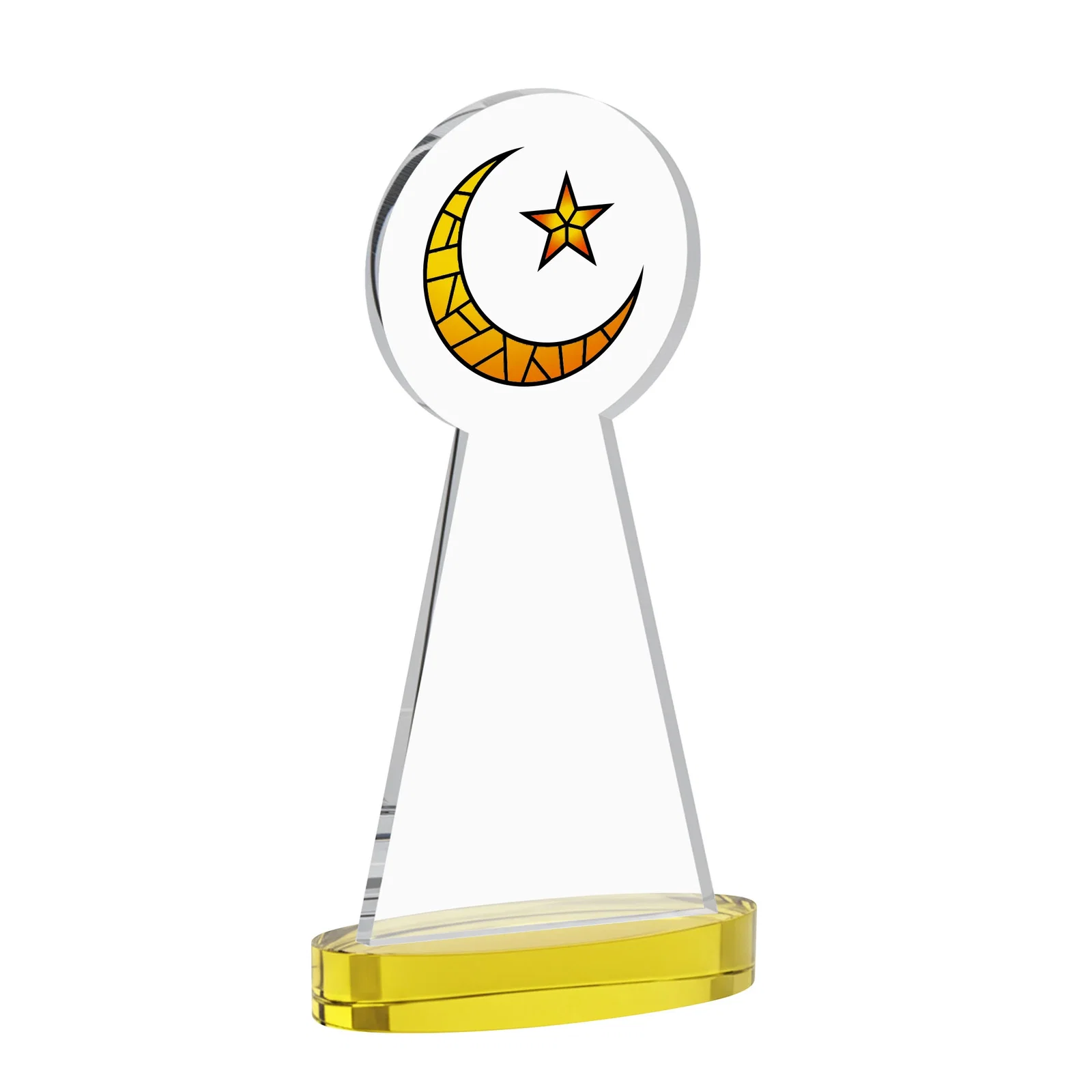Promotional Starfire Crescent and Star Award with Choice of Base Color, with your logo for corporate award ceremonies