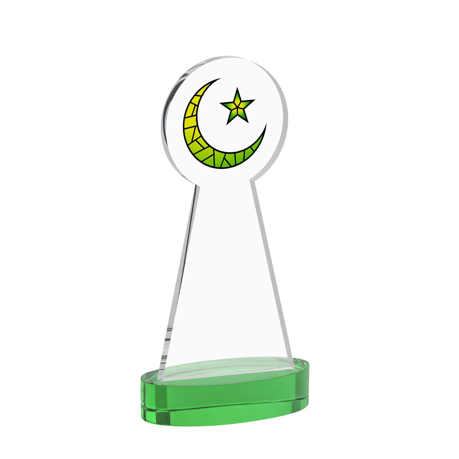 Promotional Starfire Crescent and Star Award with Choice of Base Color, with your logo for service anniversary gifts